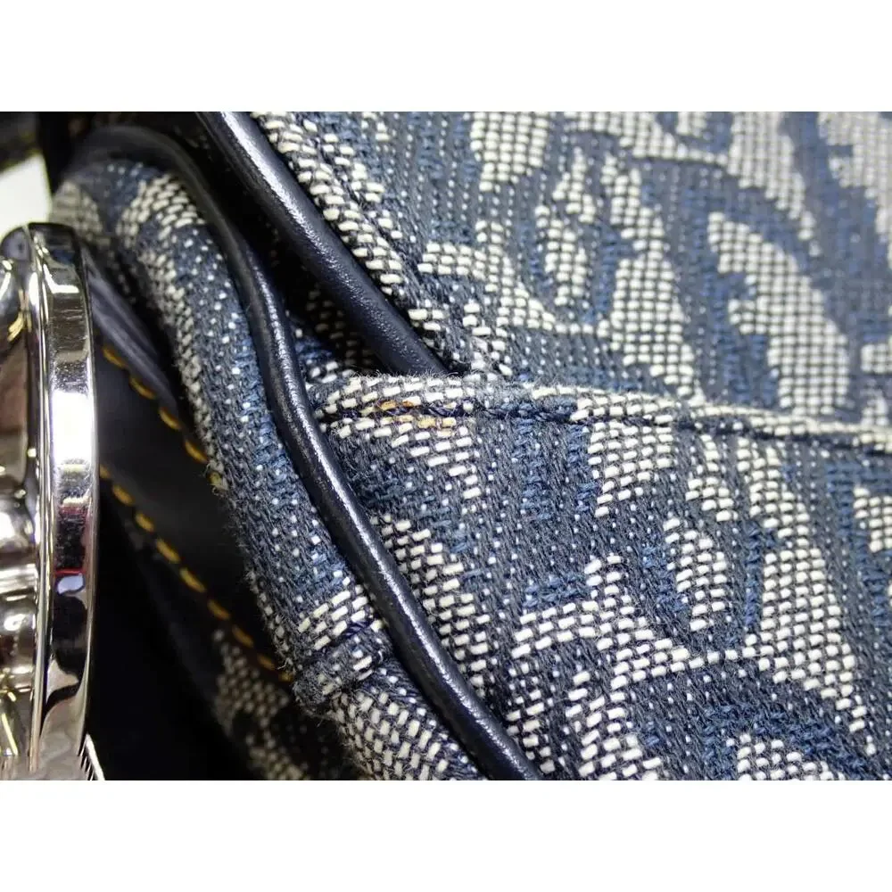 Christian Dior Saddle Bag Vintage Trotter Blue Diorissimo Shoulder Purse Oblique - Picture 12 of 15